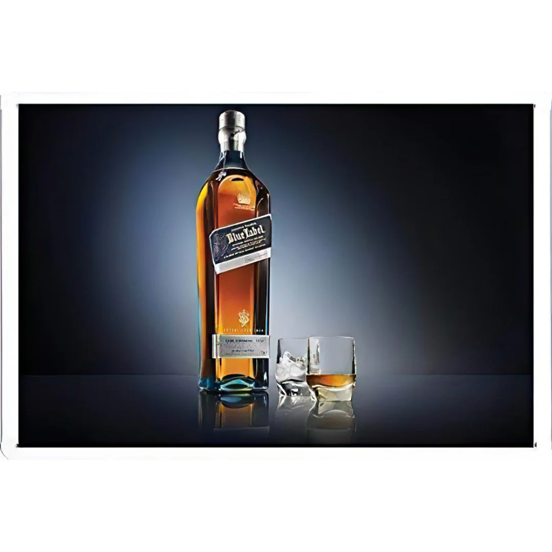 Letrero de estaño de 8.0 x 12.0 in, etiqueta azul de whisky Johnnie Walker
