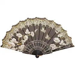 Retro Chinese Style Folding Fan Hand Held Fan Floral Dance Performances Party Custom Art Props Decoration Wedding Gift For Guest