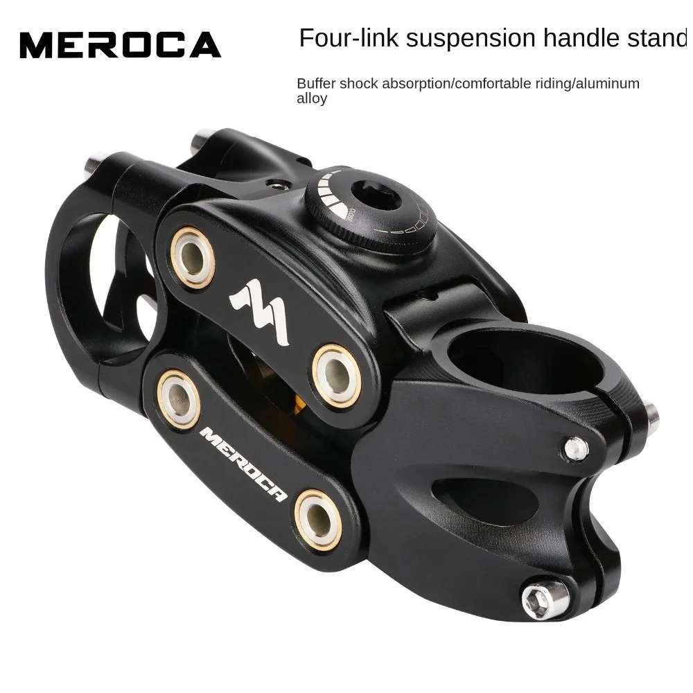 MEROCA Damping Bicycle Stem 90mm Handlebar Aluminum Alloy Bike Suspension Stem Shock Absorbing Riser Four Links Stem