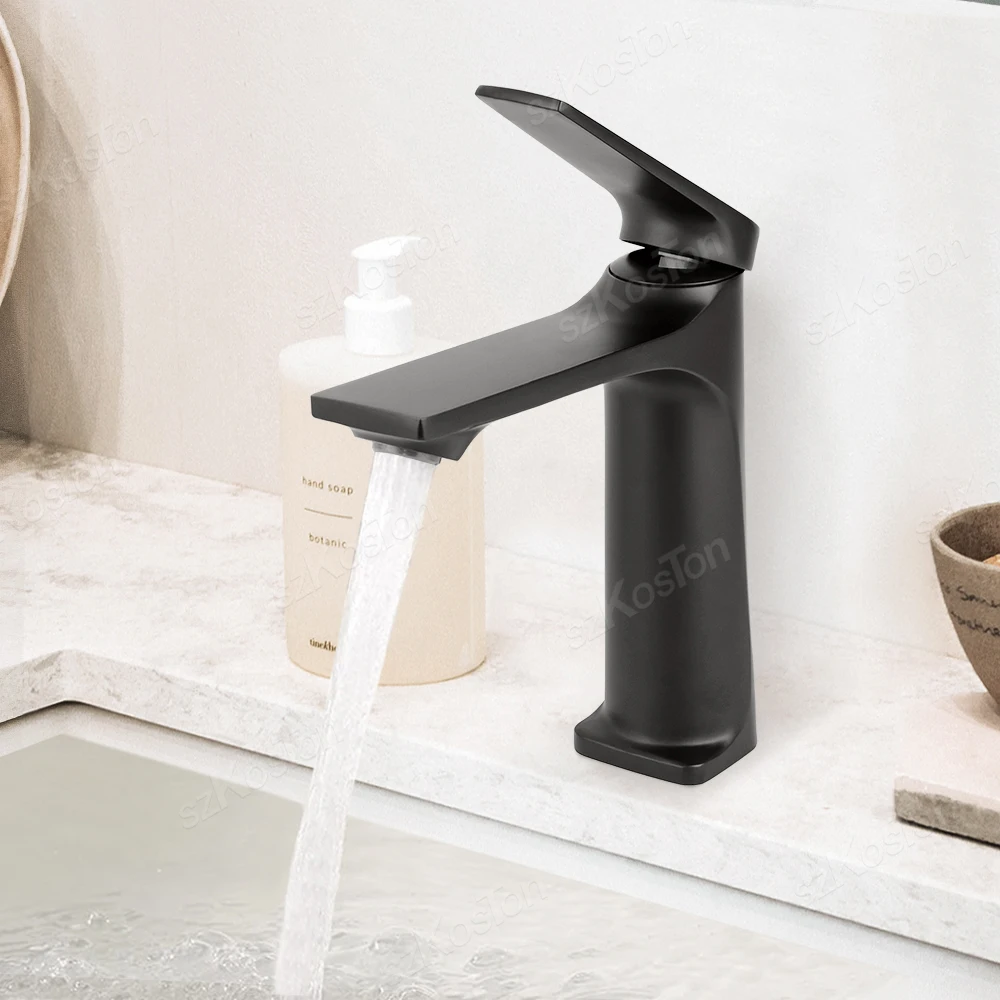 1Pcs Black Bathroom Sink Brass Core Faucet Hot Cold Water Sink Mixer Wash Tap Kitchen Deck Mounted Bathroom Swivel Faucets