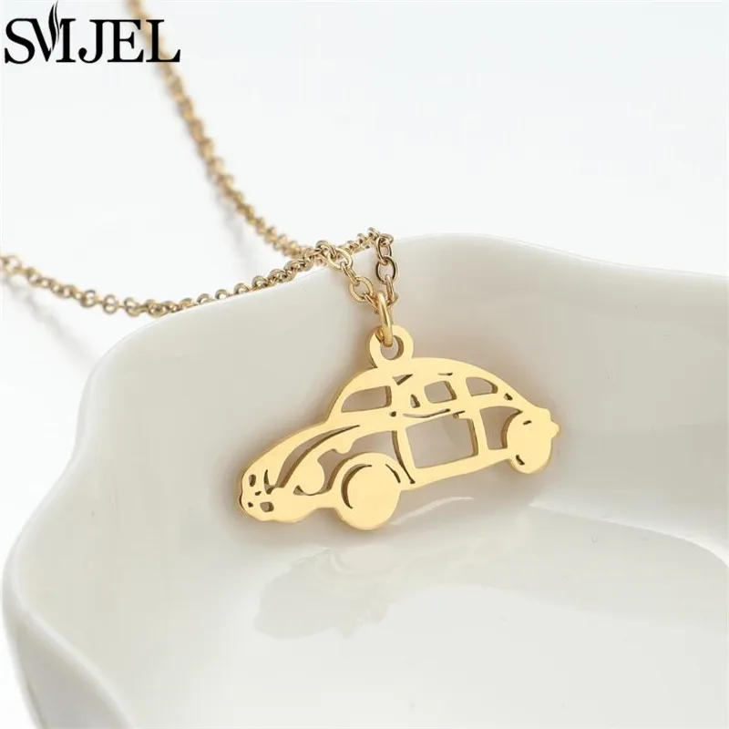 Cartoon Limousine Car Pendant Necklace Men Women Stainless Steel Choker Chain Fashion Necklaces Punk Travel Lovers Gift Collares