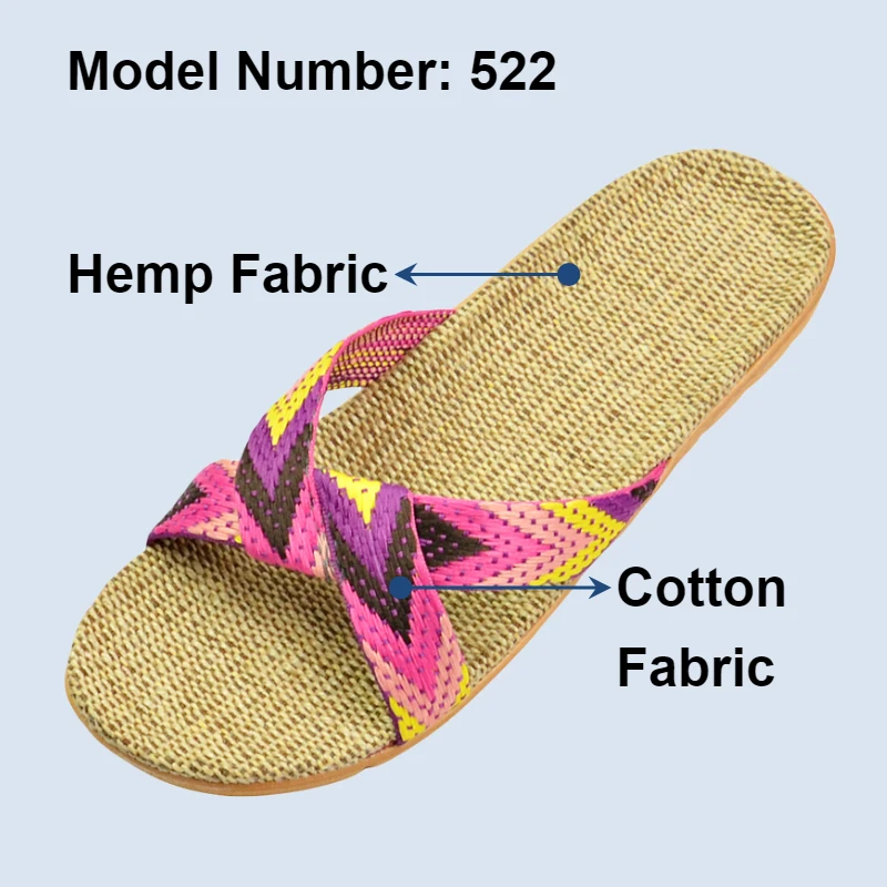 Natural linen slippers summer home indoor sandals men\'s women\'s unisex spring and autumn couples landing guests flax Non-slip