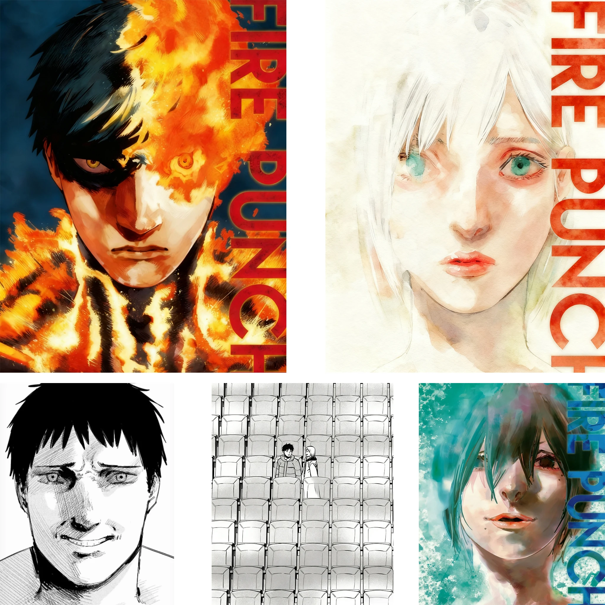 Póster FIRE PUNCH impreso para dormitorio, sala de estar, decoración del hogar, Anime japonés, Manga, arte de pared, pintura en lienzo de dibujos animados