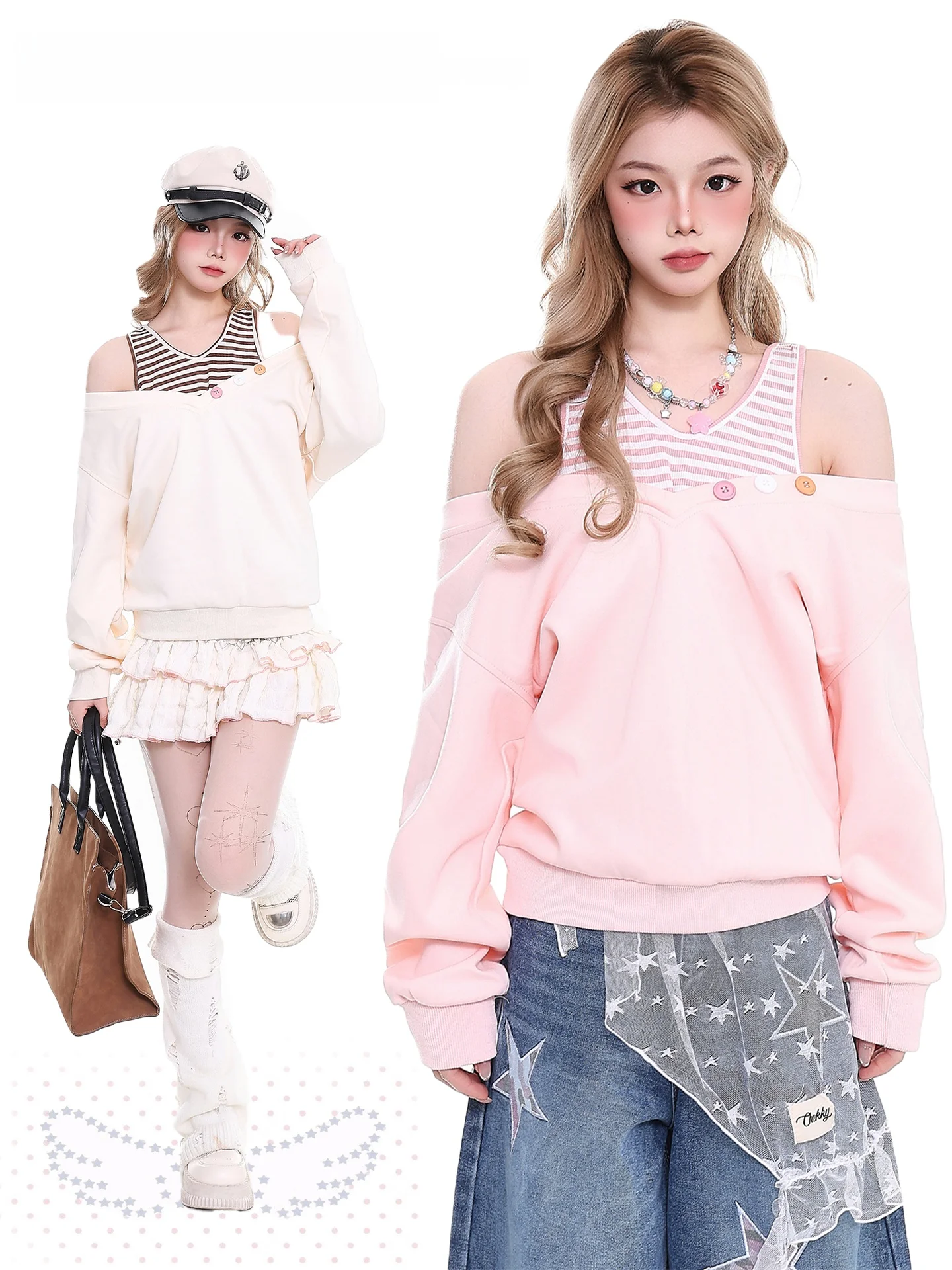 

Женская толстовка YO Y2K с оранжевым мармеладным принтом, в стиле фейк-твопиц, весенняя, облегающая, свободная, с открытыми плечами, V-образным вырезом, длинная...