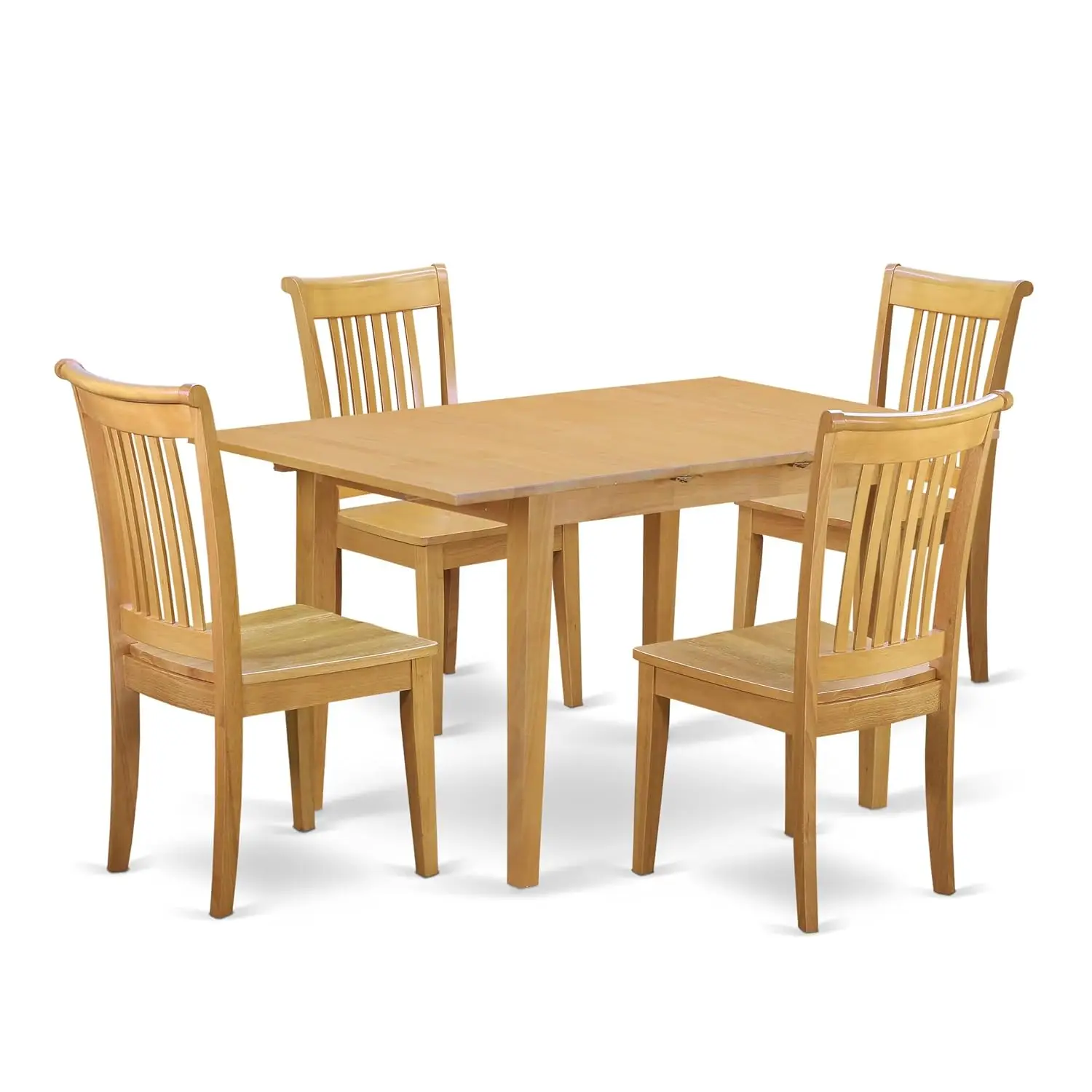 Oak Wood 5 Piece Dining Table Set with Butterfly Leaf Extension & 4 Chairs for Kitchen Dining Room, 32x54 Inch, Customized