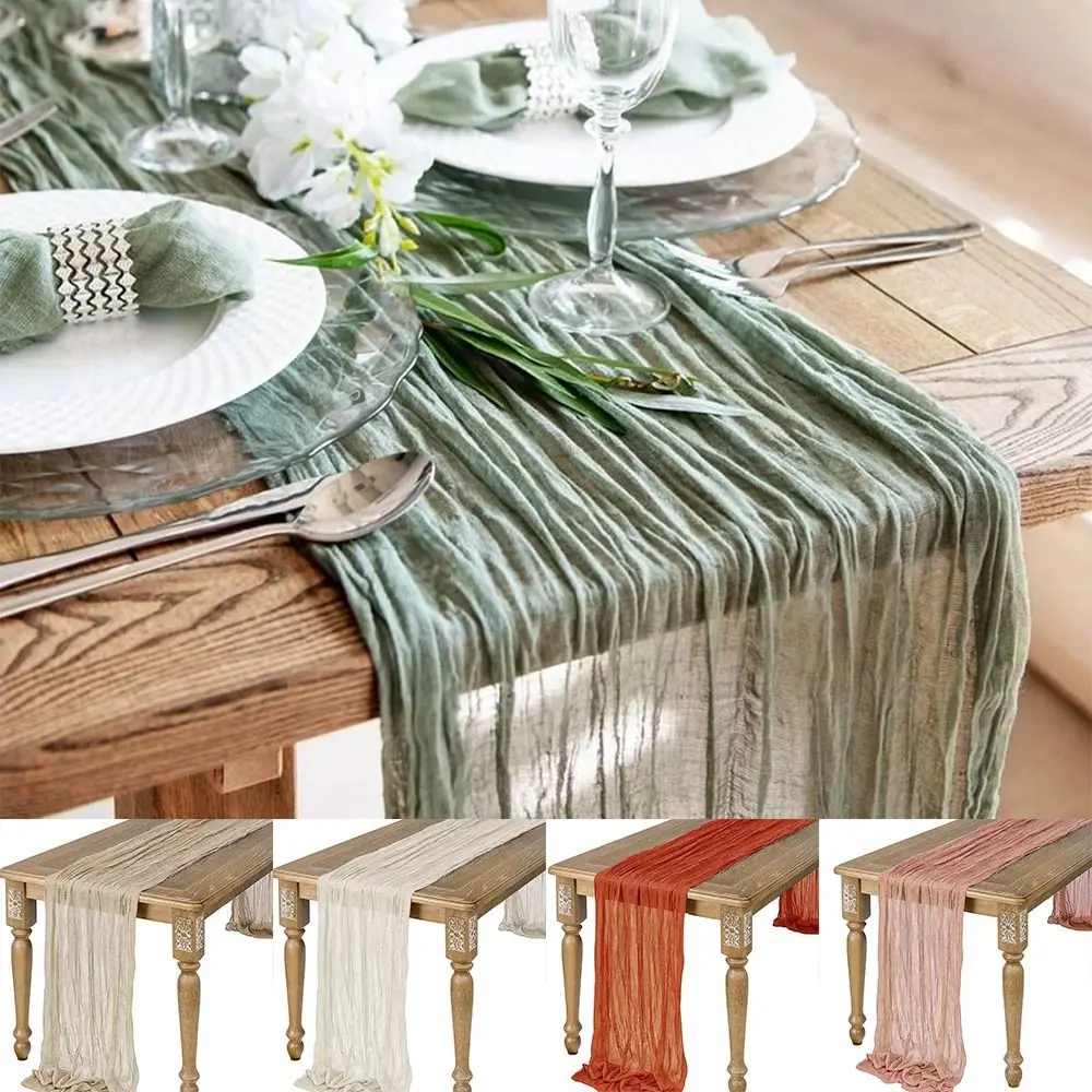 Semi-Sheer Gauze Table Runner Vintage Multipurpose Cheese Cloth Table Setting Retro Table Cloth