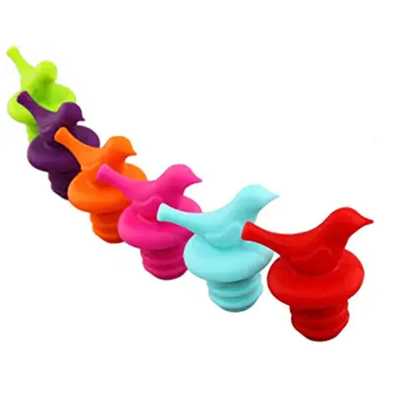 

ULKNN 6 Pcs FDA Silicone Little Bird Wine Bottle Stopper Food Grade Silicone Sealed Stopper Beer Stopper Assorted Color