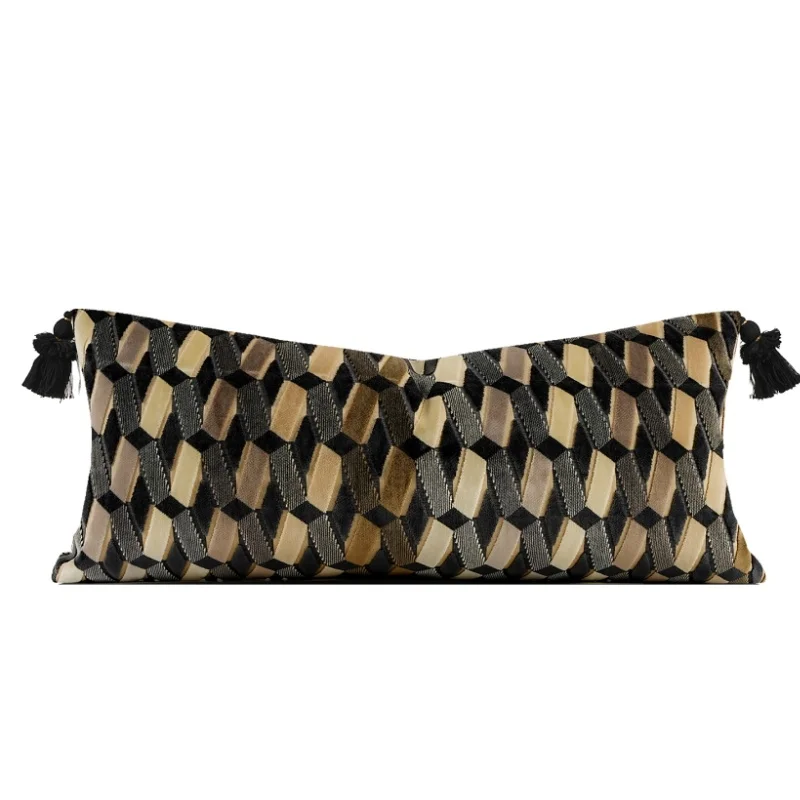 Luxury Black Brown Geometric Pillows Texture Cushion Case Abstract Art Decorative Pillow Cover For Sofa Chair Home Decorations
