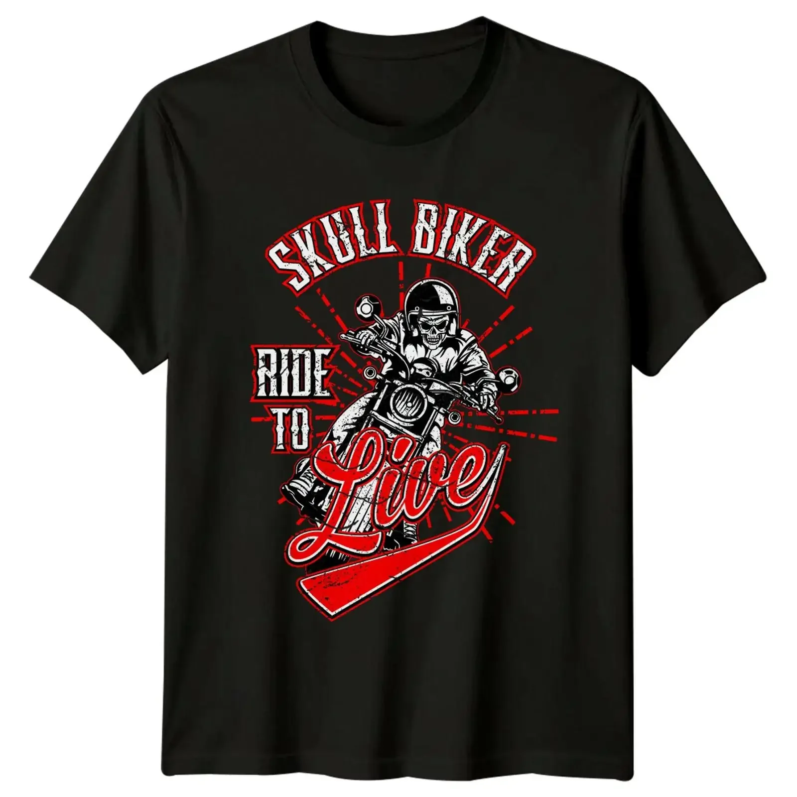 Skull Biker Ride To Live Motorcycling Hobbies Men's T Shirt Women's Image 1 of 4 vintage Washed streetwear designer clothes