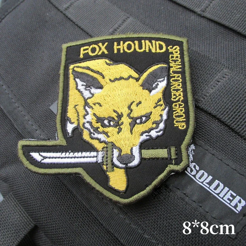 Metal Gear Solid Foxhound Embroidery Patch Military Tactics Badge Hook&Loop Sticker Special Force Group Armband Applique Patches