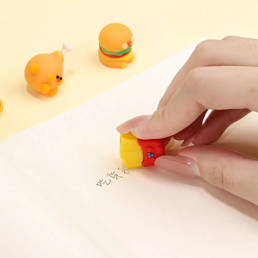 Cheese Bear Panda Fast Food 3D Shape Eraser High Elasticity Traceless Sharing Packing Mini Eraser Dustless Pencil Wiping Eraser