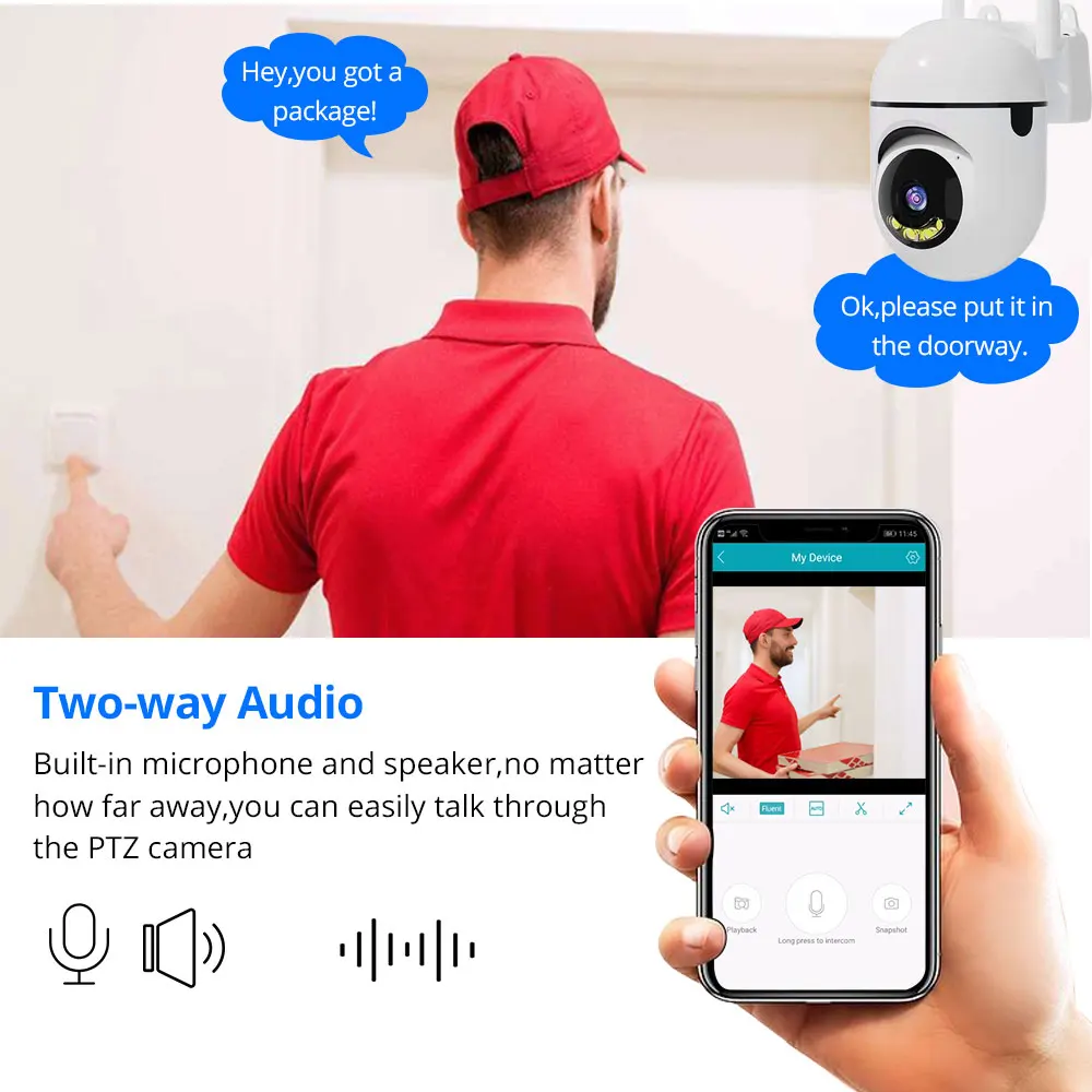 Wireless 5MP Mini PTZ Camera WiFi Indoor Video Surveillance Color Night Vision Auto Tracking for Home Security Baby Monitor Cam