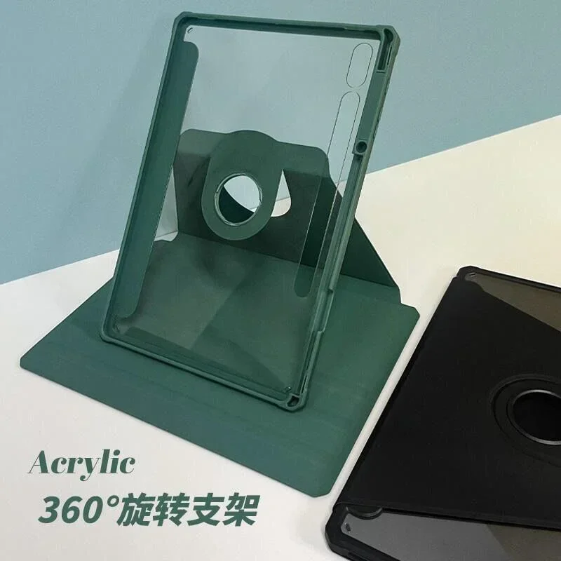 360° Rotation Acylic Case for Samsung Galaxy S9 S8 S7 plus FE 12.4 Protective Cover Galaxy Tablet S9 S7 S8 11 With Pencil Hoder
