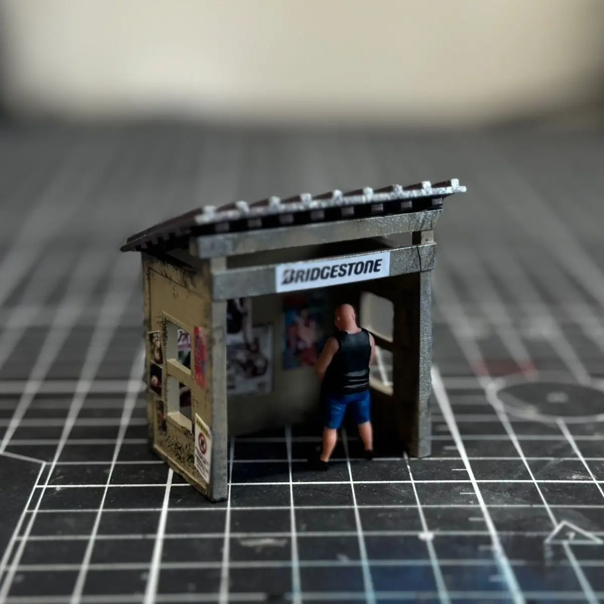 Modelo de diorama de cena de casa em miniatura vintage estilo japonês em escala 1/64
