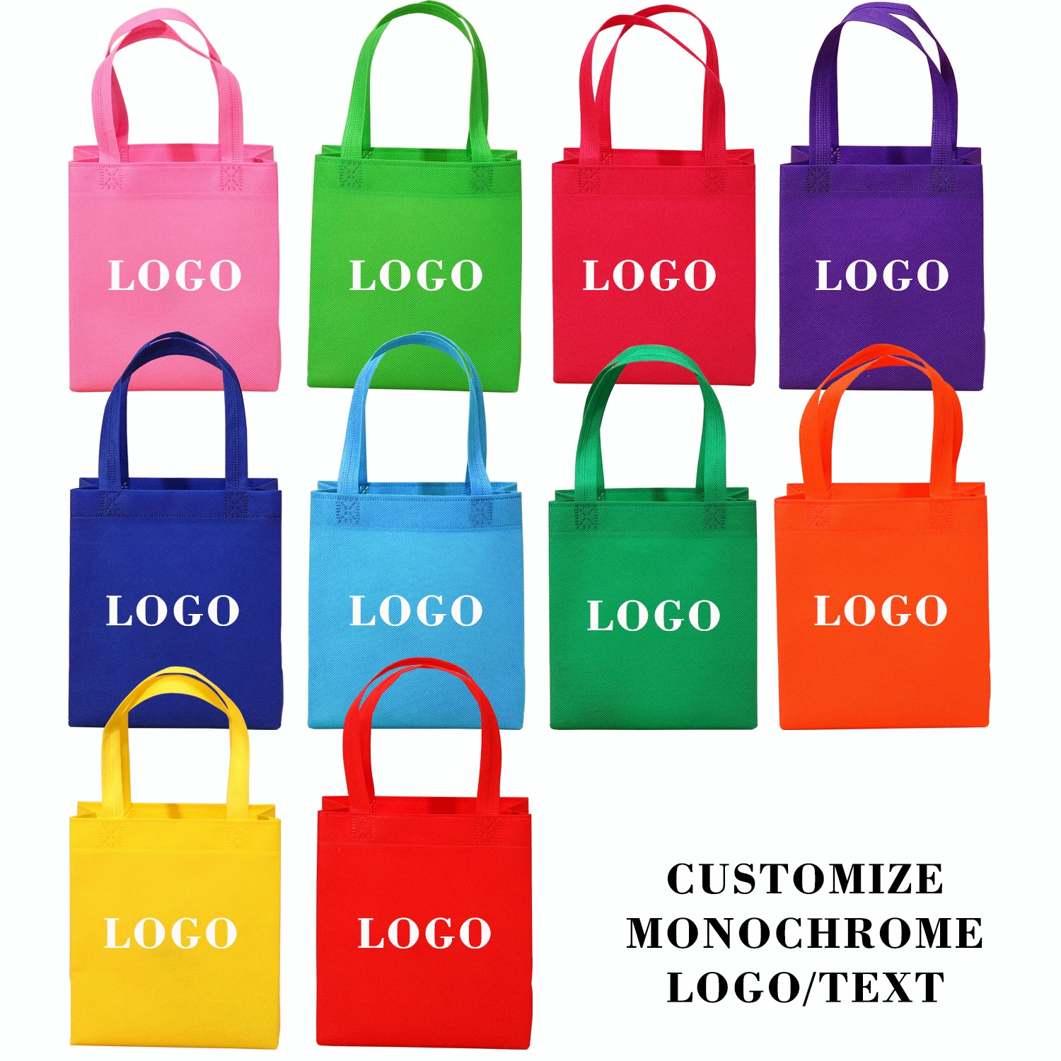 

100PCS Tote bag Logo Text Customize Heat Transfer, Small Shopping Tote Bag Ornament Packaging Bags Non-woven Gift Bags