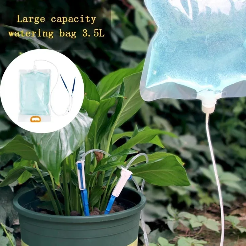 Drip irrigation watering device, drip pot planter, automatic watering device, seepage bag, business trip