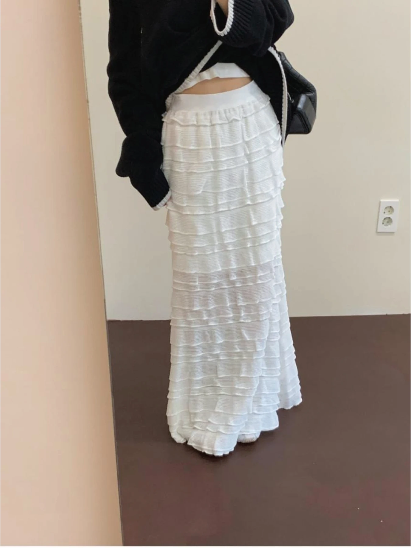 

Женская летняя юбка-кейк с высокой талией из фатина, с разрезом, прикрывающая бедра, с эффектом «рыбий хвост», длинная юбка