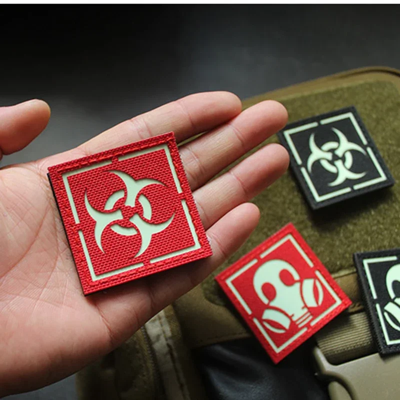 Night Identification Seal Gas Mask Morale Seal Triangle Hook and Loop Patch Laser Engraving Luminous Magic Armband 3d patches