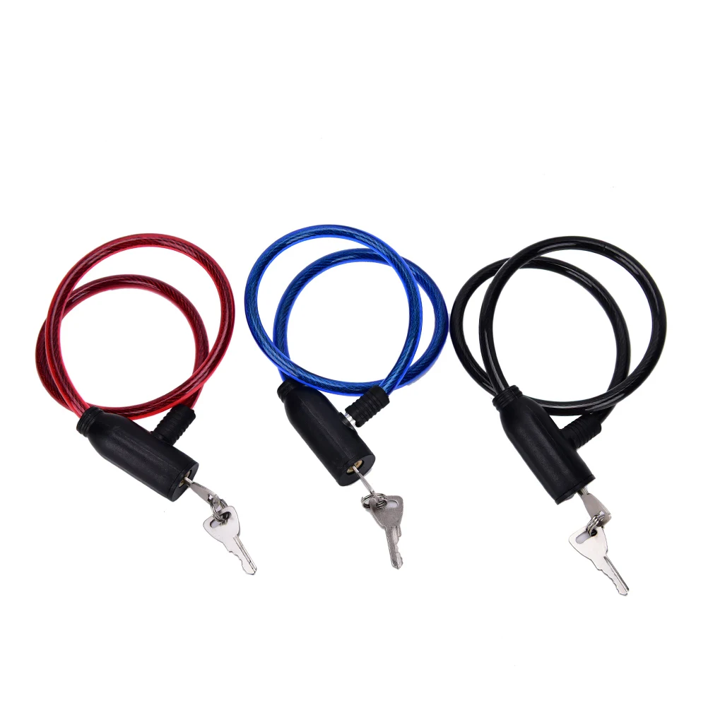 1pc Cycling 8x640mm Cable Anti-Theft Bike Bicycle Scooter Safety Lock With 2 Key
