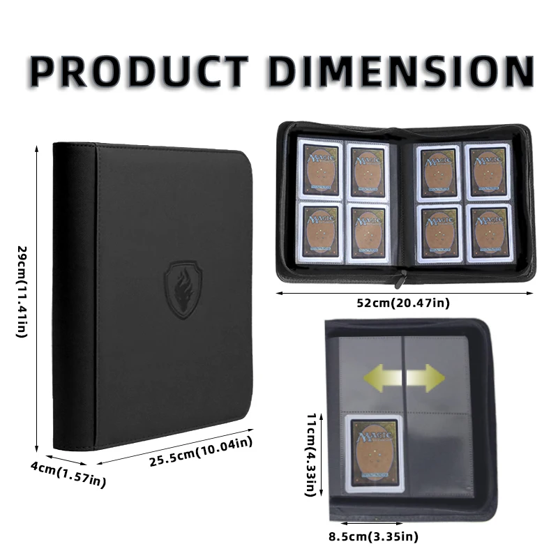 Holds 160 Cards| 4-Pocket Double-Sided Album, Trading Card Album for 3'x4' Cards, Zipper| Game Card| Gift for a Frien