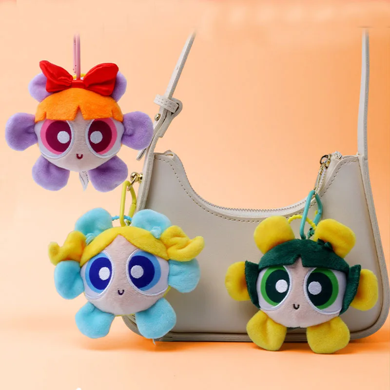 Autentyczny 12cm Powerpuff Girls Drag Flower Series pluszowa lalka wisiorek ładna dziewczyna Pericardium brelok do kluczy