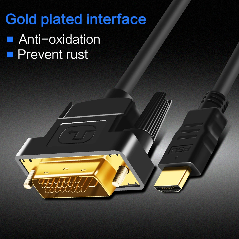 DUPI HD to DVI Cable DVI HDMI-compatible Cable Adapter Gold Plated for HDTV DVD Projector PS5 4 3 TVBOX