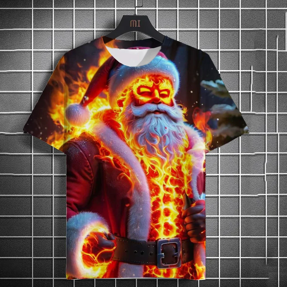 

Santa Cartoon Man T-shirt, 3D Printed, Short-sleeved Summer Dress, Casual Fashion, New