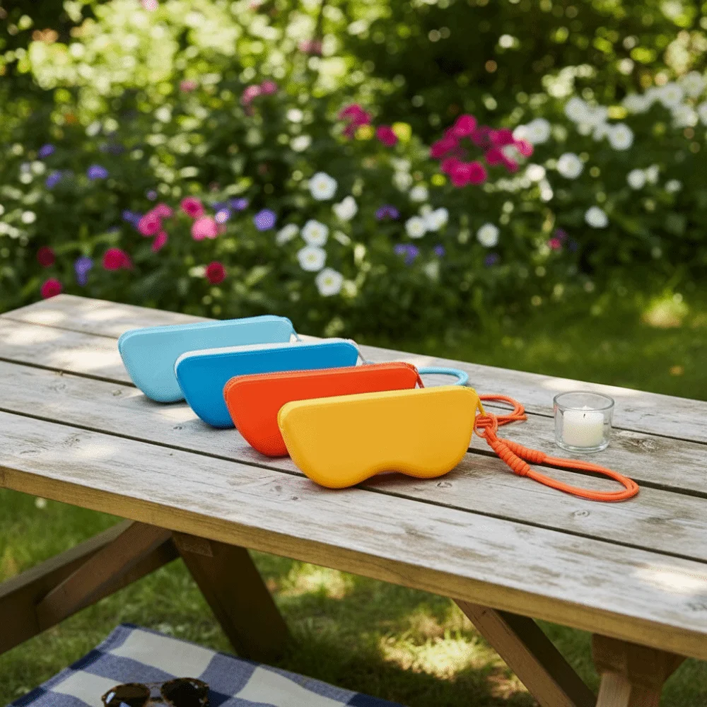 

Soft Silicone Silicone Glasses Bag Candy Color Lightweight Sunglasses Storage Bag Waterproof Zipper Closure