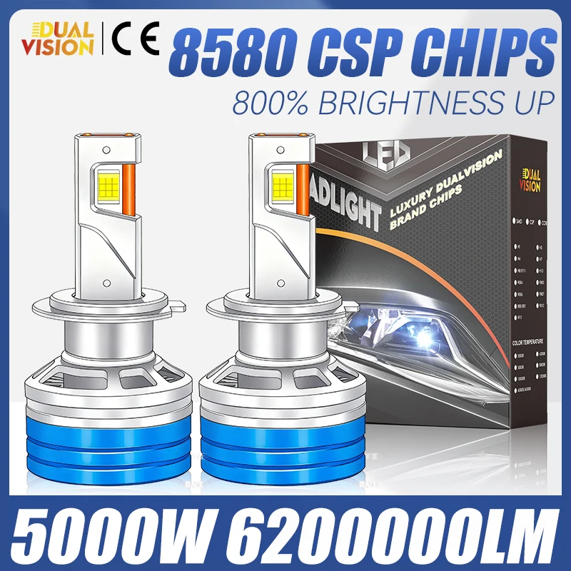 5000W H7 H4 H11 LED Headlight 6200000LM CSP 12V Canbus Power Car Light 9005 9006 HB3 HB4 H1 H8 H9 9012 HIR2 Fog Lamp Copper Tube