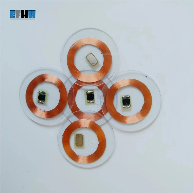 125KHz ID T5577 Writable Rewritable Copper Coil Transparent Coin Card Keyfob RFID Proximity EM4305 Access Control Tag Accessorie
