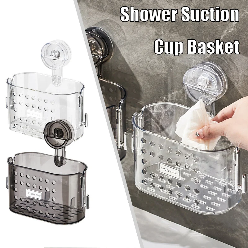 

Wall-mounted Bathroom Storage Box Multi-functional Suction Cup Face Towel Cosmetic Storage Box Punch Free Organizer