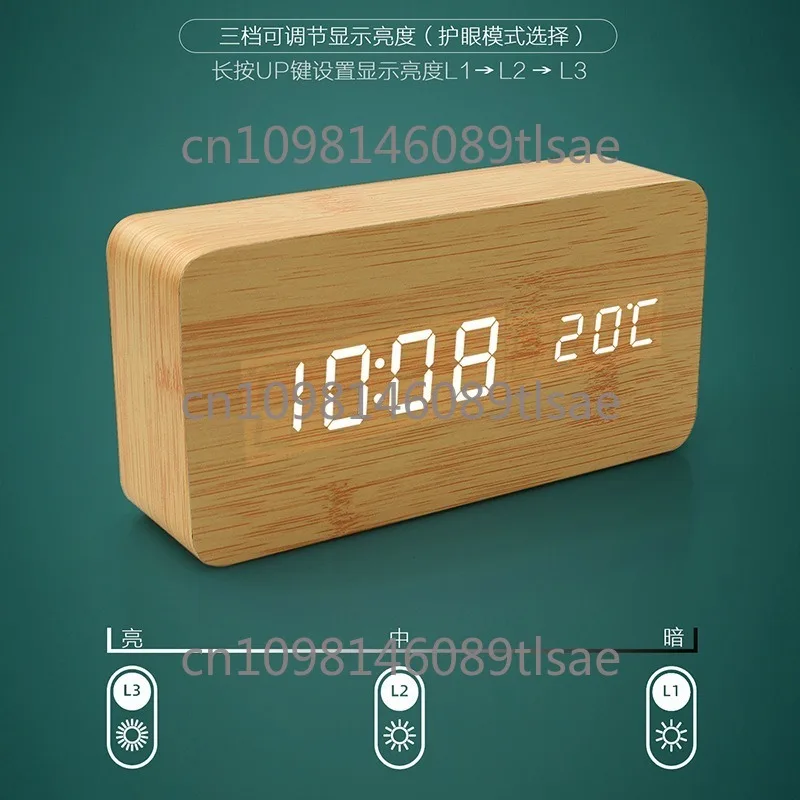

Simple LED Electronic Clock Display Multi-function Desktop Wood Alarm Clock Student Children Lazy Voice-activated Desk Clock