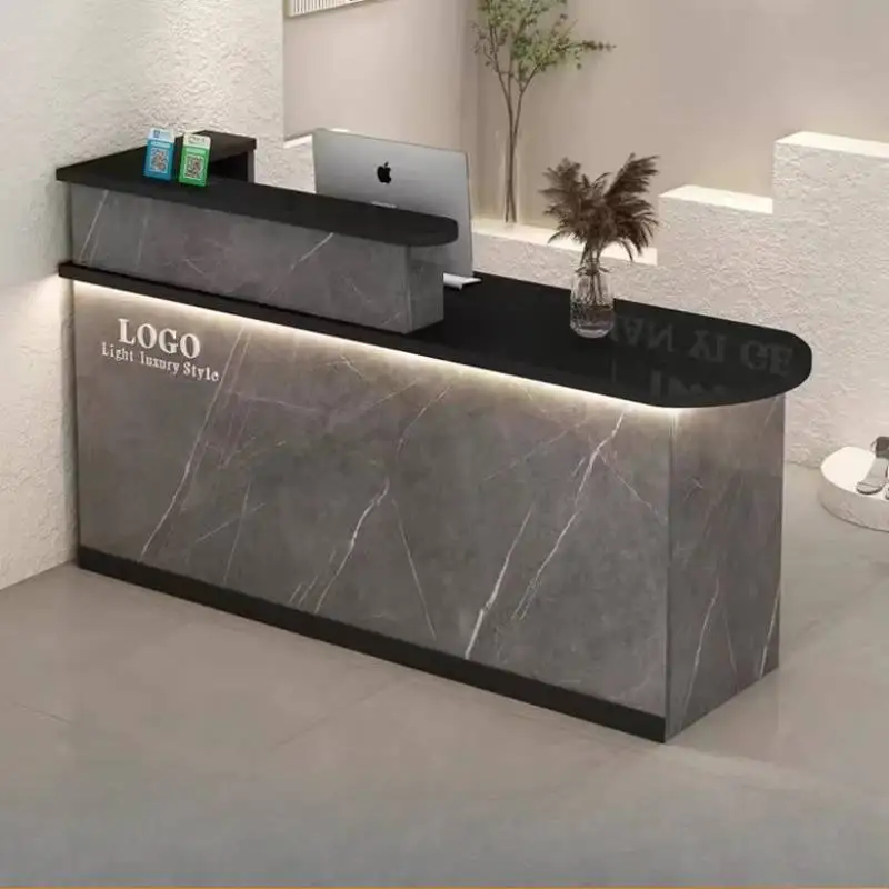 مكاتب استقبال للتخزين العتيق، مكاتب استقبال ذات أدراج كلاسيكية باللون الأسود، أثاث استقبال صغير من الخشب الصلب