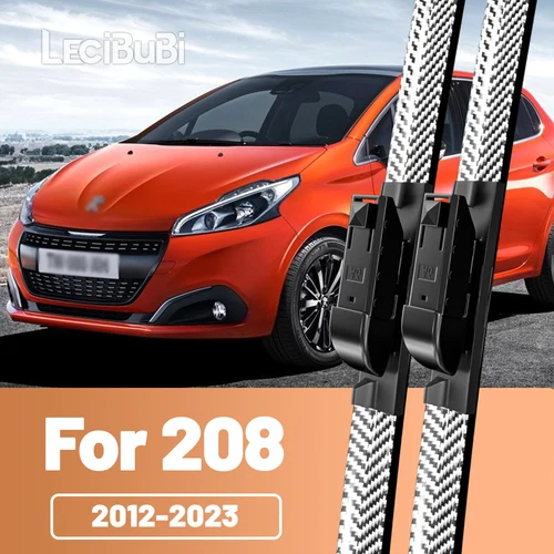 Imagen 1 del producto Limpiaparabrisas delantero de fibra de carbono, limpiaparabrisas para Peugeot 208 2012-2023 20132017 2018 2019 2020 2021 2022, 2 uds.