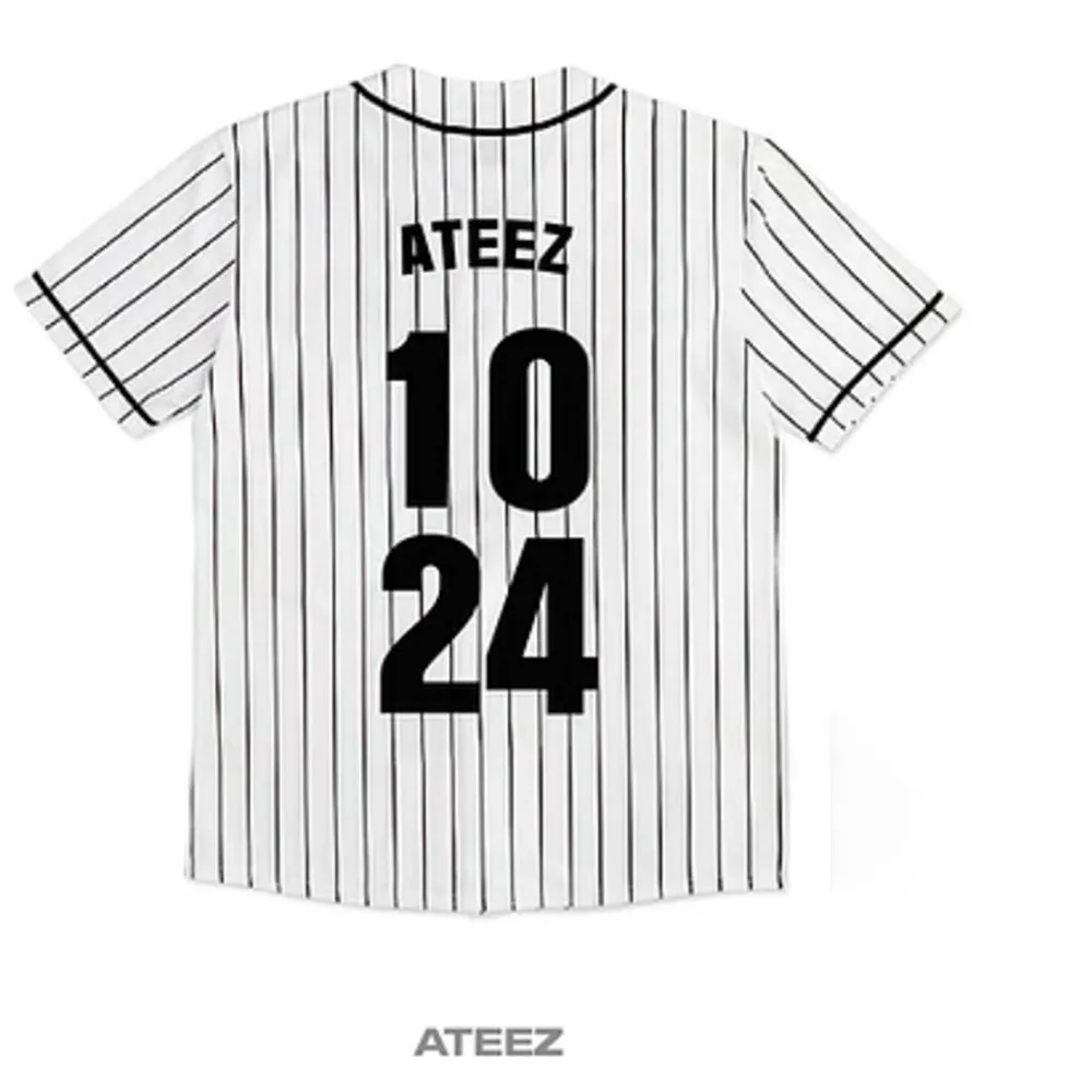 Kpop ATEEZ World Tour T-Shirt Loose Cotton Casual Fashion Striped Letter Printing Ball Uniform Jongho Yunho Fans Support Clothes