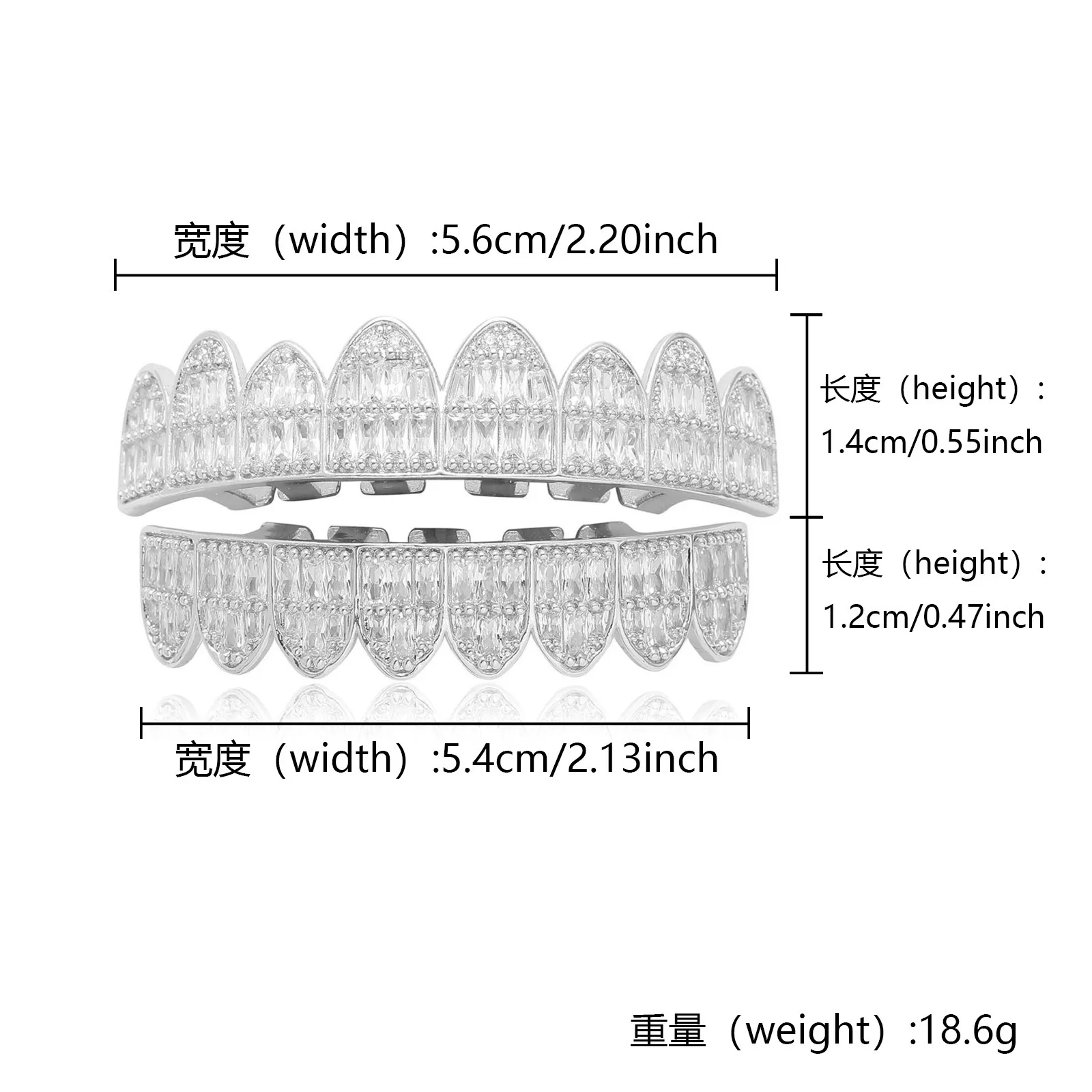 HIPHOP hip hop eight teeth T square zircon braces, personality funny men's accessories