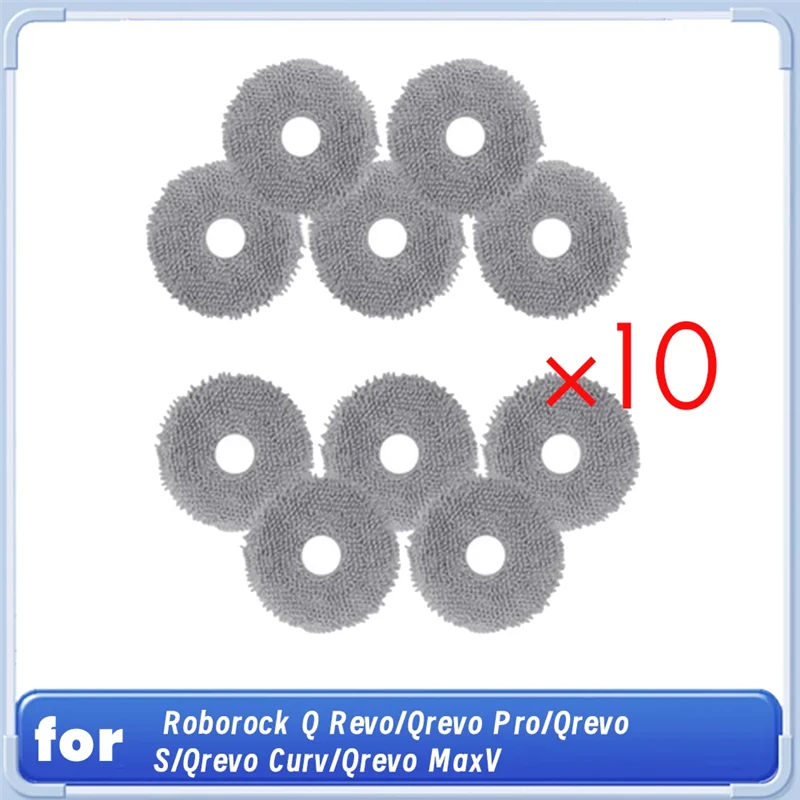 BAAO-10 PCS Mop Cloth For Roborock Q Revo/Qrevo Pro/Qrevo S/Qrevo Curv/Qrevo Maxv Robot Vacuum Enhanced Cleaning Efficiency