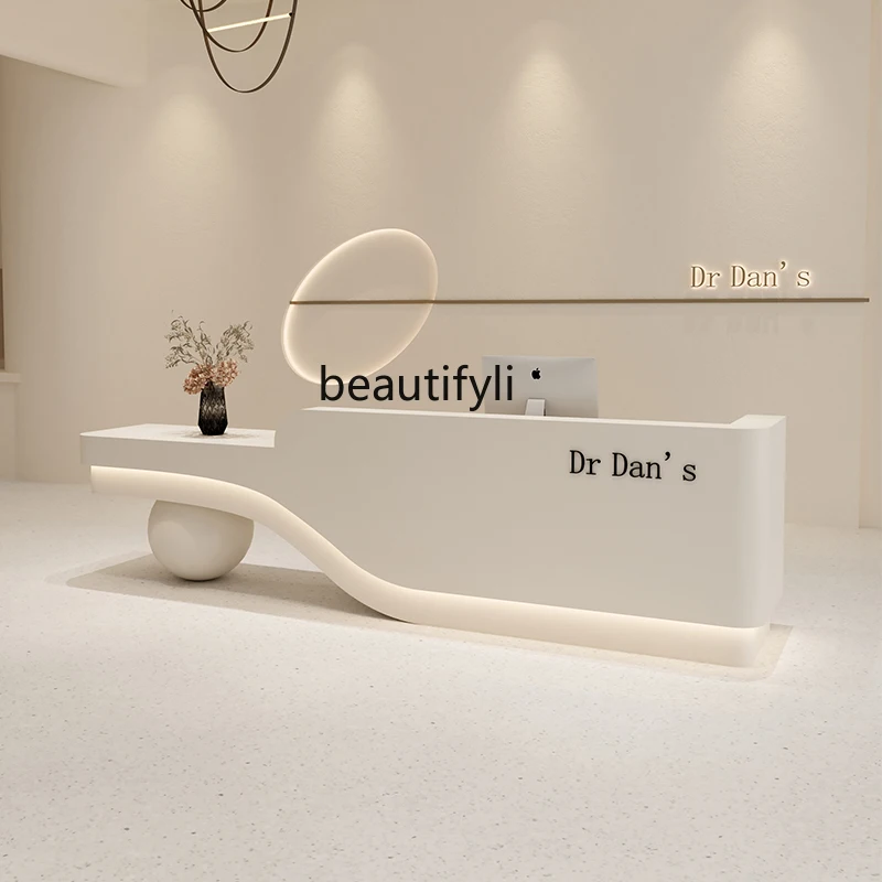 Light Luxury Beauty Salon Cashier Clothing Store Bar Training Institution Reception Desk Medical Beauty Oral Clinic Front Desk