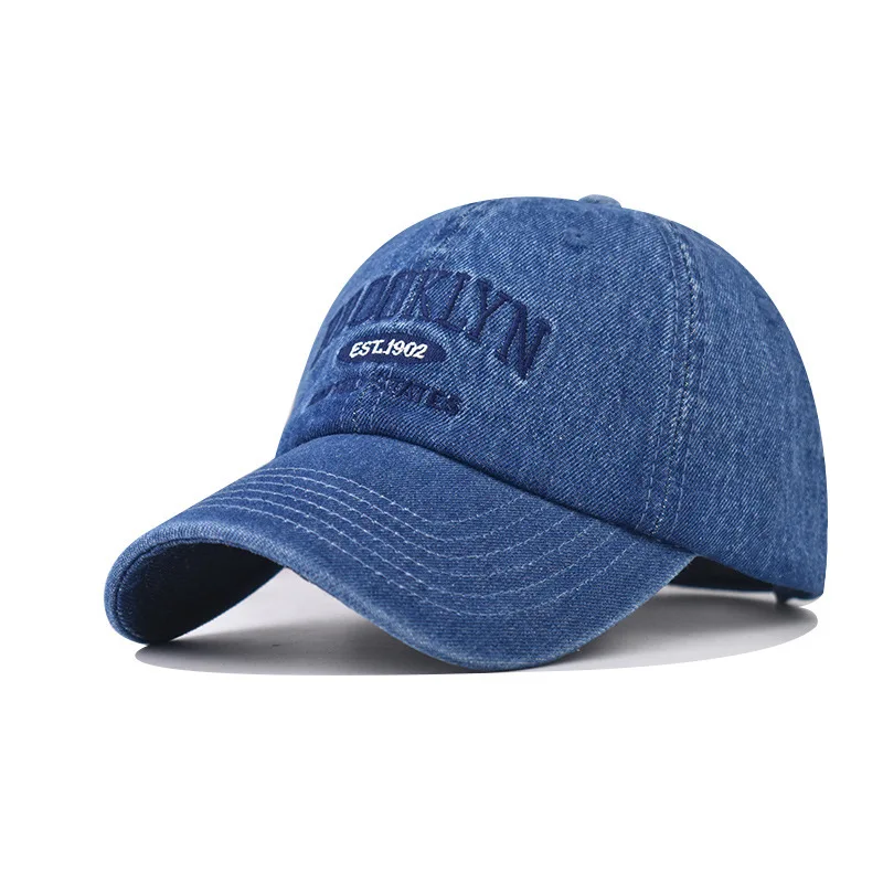 

Washed Vintage Brooklyn Embroidered Baseball Unisex Classic Denim Distressed Dad Hat