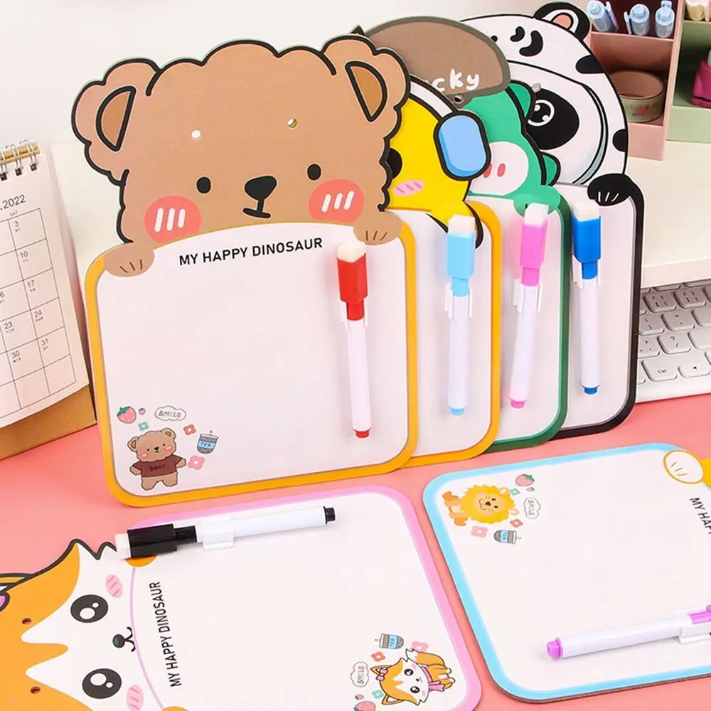 Cute Erasable Whiteboard Suspendable Creative Whiteboard Notebook Cartoon Animal Shape Reusable Message Pad Early Education