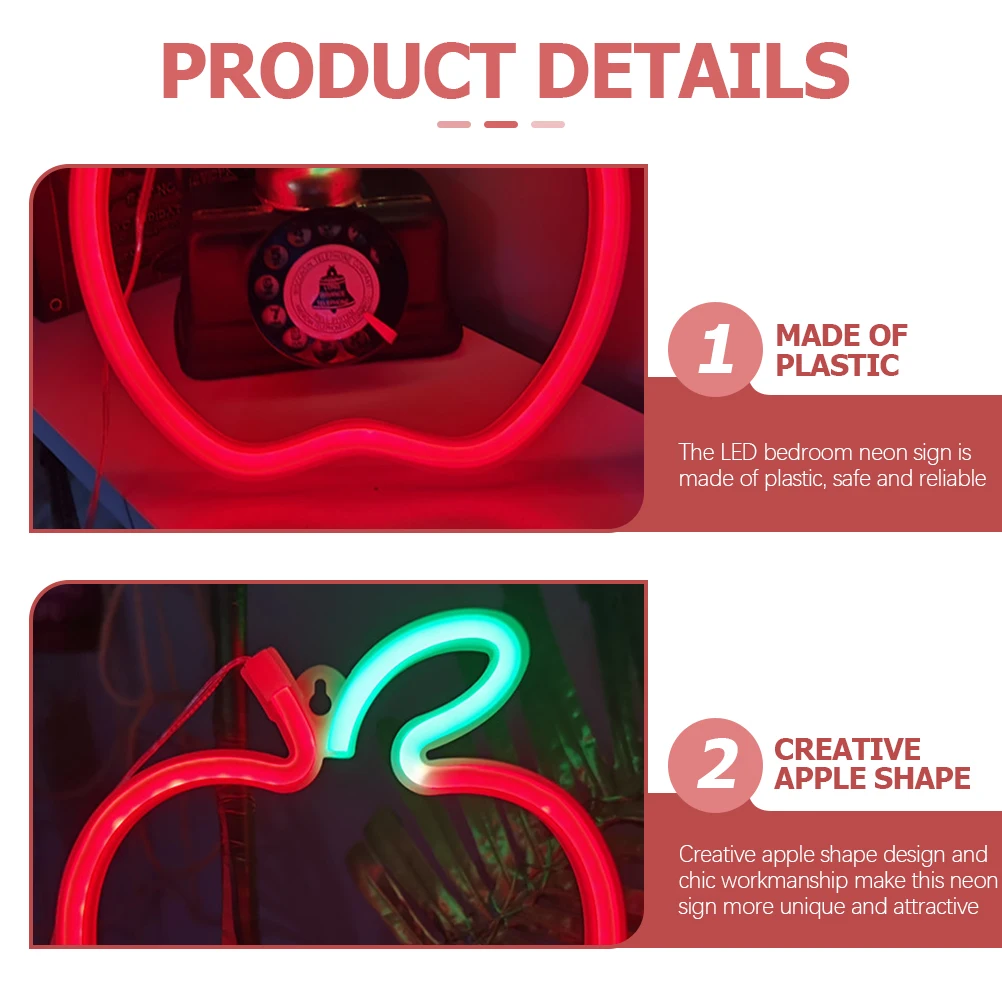 

Unique Apple LED Neon Sign Night Light Creative Design for Bedroom Home Decor Party Wedding Neon Lights Pink Lamps