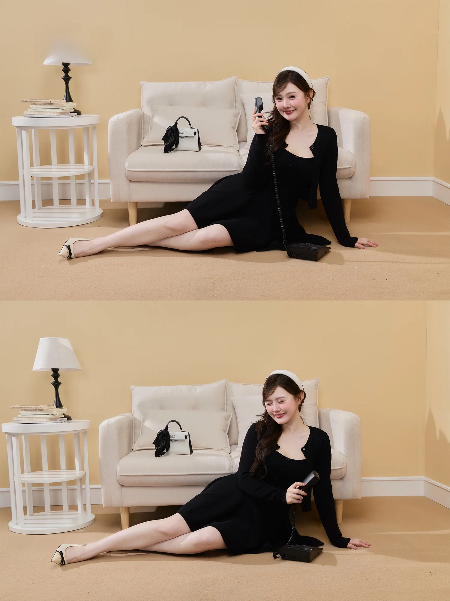 

Шикарный открытый кардиган и платье А-силуэта с высокой талией для женщин, весенний модный комплект с длинными рукавами