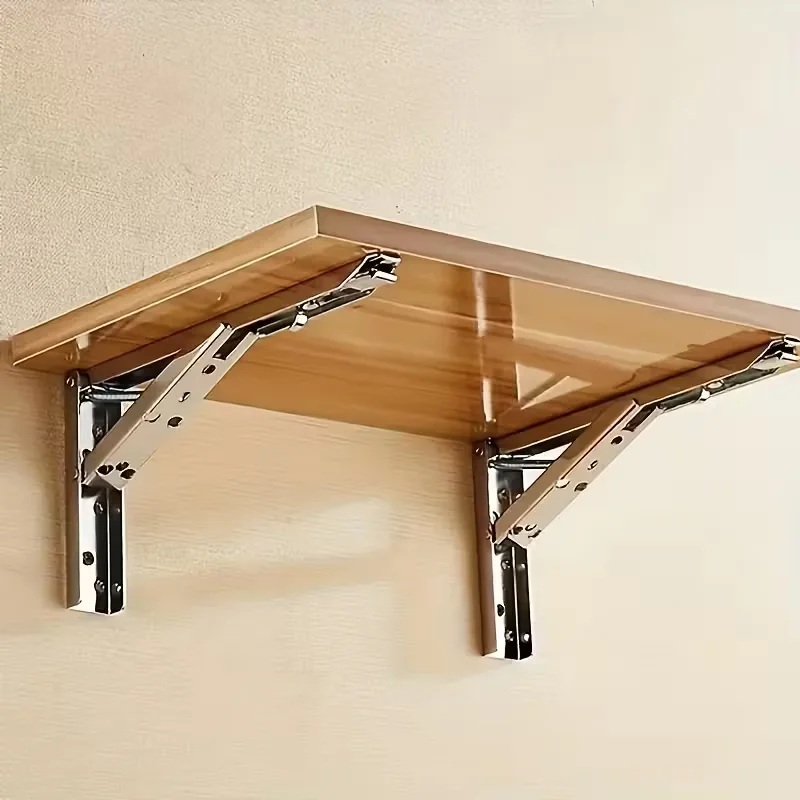 2pcs Brushed Stainless Steel 8-18 Inch Folding Angle Bracket Triangle Shelf Heavy Support Adjustable Wall Mounted Bench