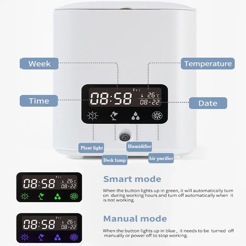 귀여운 2024 새로운 가습기 수경 재배 시스템, LED 성장 조명 타이머, 실내 허브, 스마트 정원, 주방 화분