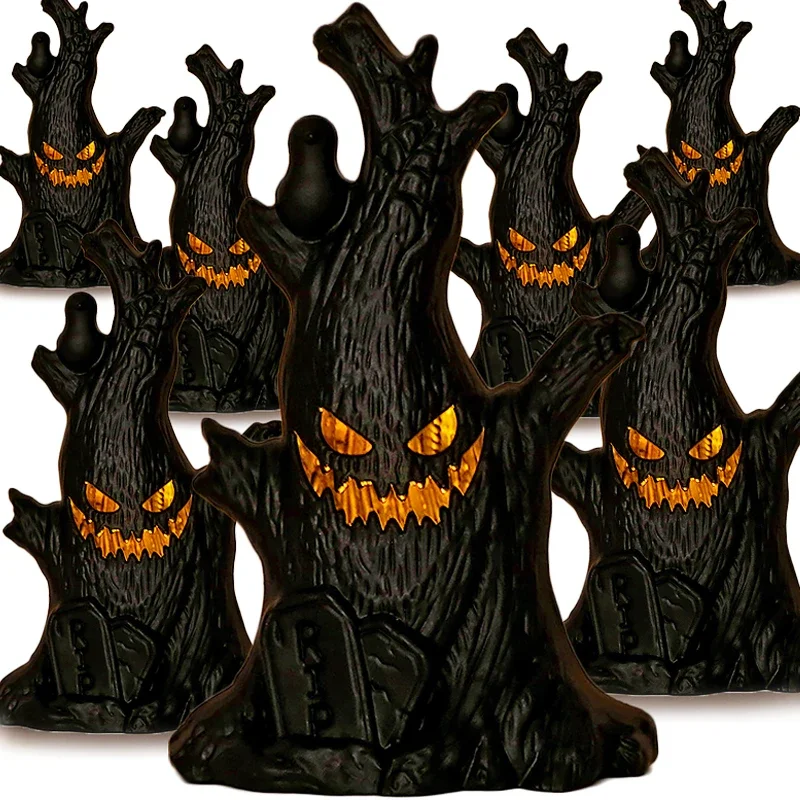 Led Ghost Tree Lights Halloween Feestdecoratie Gloeiende Gruwelijke Sfeer Licht Vlamloze Kaarslampen Festival Verlichting Rekwisiet