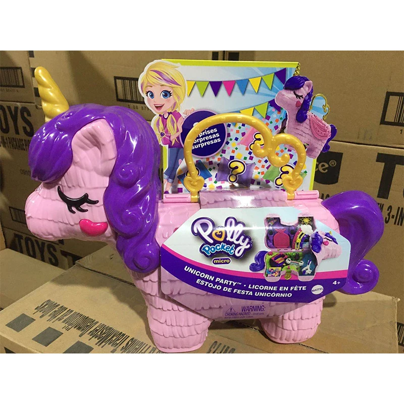 Juego de muñecas de unicornio de bolsillo Polly Original, juguetes grandes para niños, juegos de casa de muñecas sorpresa para niñas, colección de fiesta de princesa