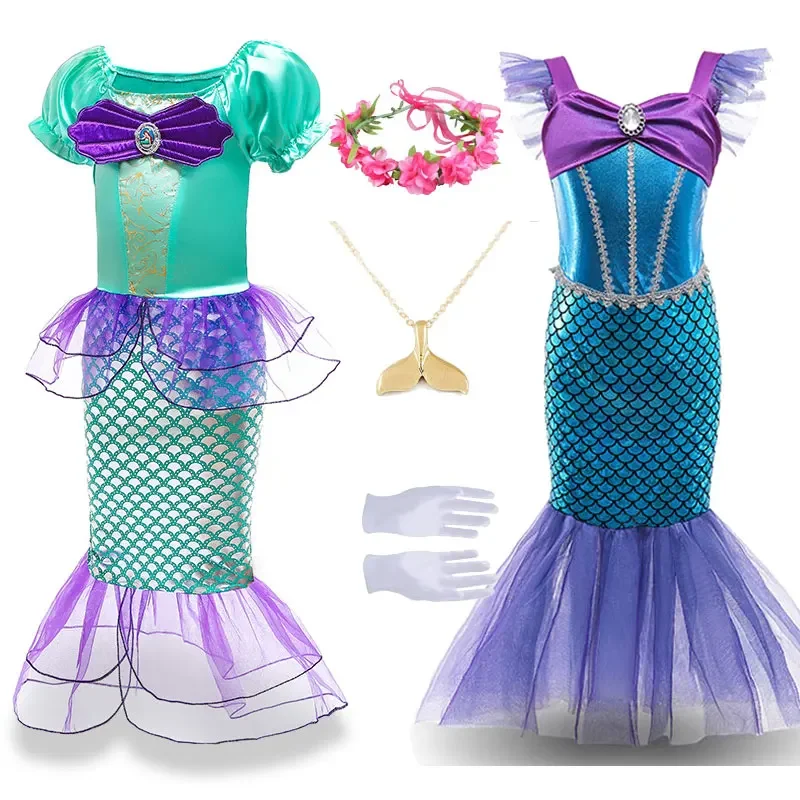 

Girls Mermaid Costume Princess Ariel Dress Kids Party Performance Cosplay Toddler Fancy Dress Up Anime Costume