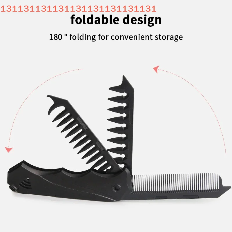 

Professional 3 In 1 Pocket Folding Combs Wide Tooth Oil Head Comb Beard Combing Barber Hair Clipper Comb Salon Hair Styling Tool