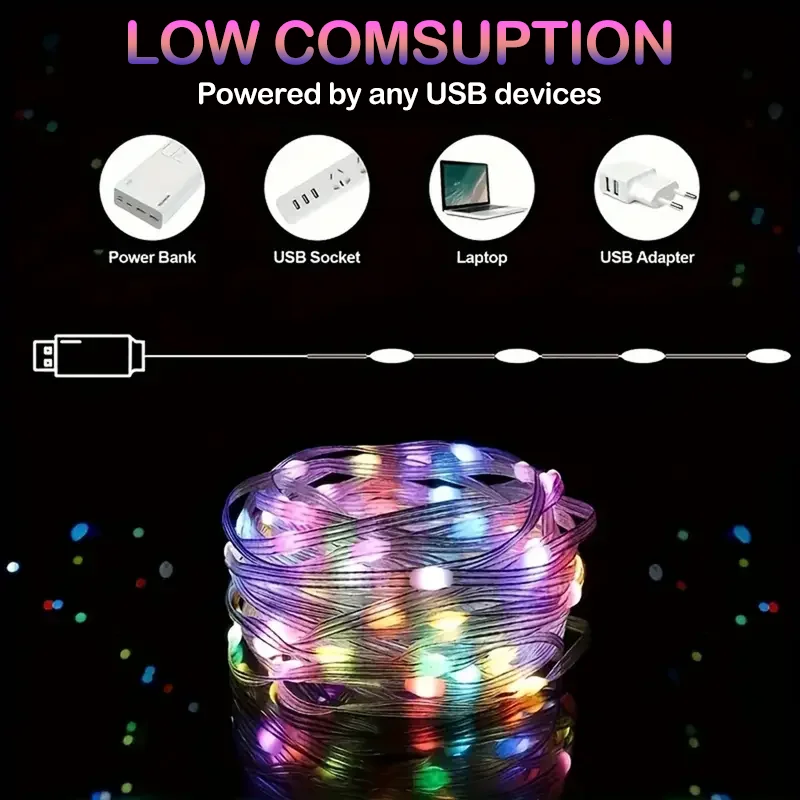 USB LED Strip Decorative Light for Car And Christmas Halloween New Year Outdoor Festive Atmosphere Celebration