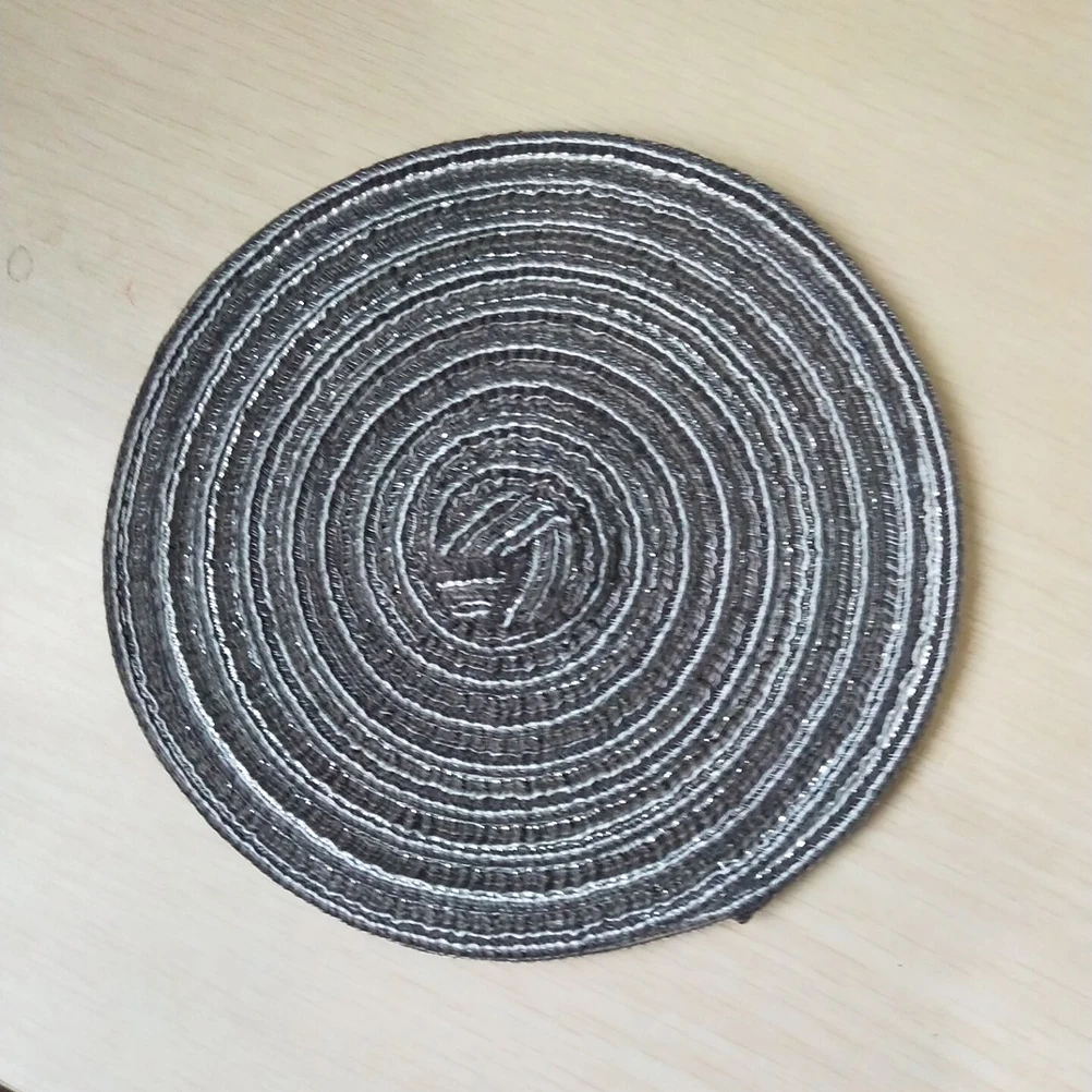 

Round Cotton Linen Woven Placemat Golden Anti-Wrinkle Heat Resistant Non-Slip Table Mat for Dining Room Kitchen
